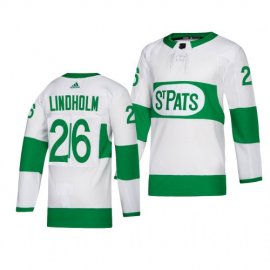 Toronto Maple Leafs #26 Par Lindholm adidas White 2019 St. Patricks Day Authentic Player Stitched NHL Jersey