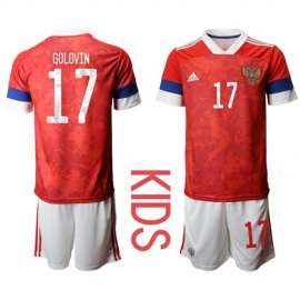 Russia #17 Golovin Home Kid Soccer Country Jersey