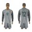 Portugal #12 Lopes Grey Goalkeeper Long Sleeves Soccer Country Jersey