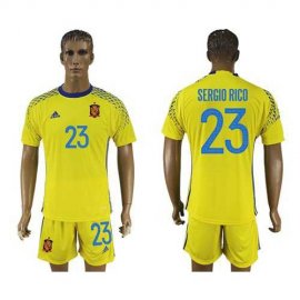 Spain #23 Sergio Rico Yellow Goalkeeper Soccer Country Jersey