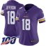 Nike Minnesota Vikings #18 Justin Jefferson Purple Team Color Womens Stitched NFL 100th Season Vapor Untouchable Limited Jersey