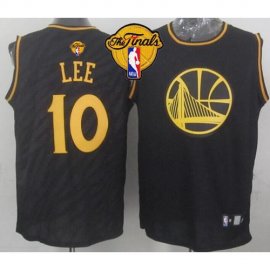 Warriors #10 David Lee Black Precious Metals Fashion The Finals Patch Stitched NBA Jersey