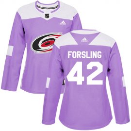 Adidas Carolina Hurricanes #42 Gustav Forsling Purple Authentic Fights Cancer Womens Stitched NHL Jersey