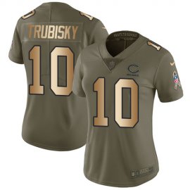 Nike Chicago Bears #10 Mitchell Trubisky Olive/Gold Womens Stitched NFL Limited 2017 Salute to Service Jersey