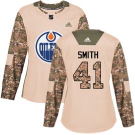 Adidas Edmonton Oilers #41 Mike Smith Camo Authentic 2017 Veterans Day Womens Stitched NHL Jersey
