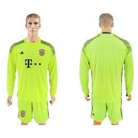 Bayern Munchen Blank Shiny Green Goalkeeper Long Sleeves Soccer Club Jersey