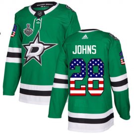 Adidas Dallas Stars #28 Stephen Johns Green Home Authentic USA Flag Youth 2020 Stanley Cup Final Stitched NHL Jersey