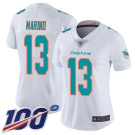 Nike Miami Dolphins #13 Dan Marino White Womens Stitched NFL 100th Season Vapor Limited Jersey