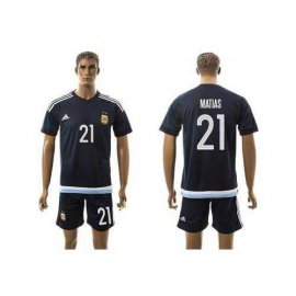 Argentina #21 Matias Away Soccer Country Jersey