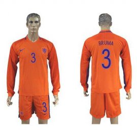 Holland #3 Bruma Home Long Sleeves Soccer Country Jersey