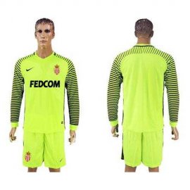 Monaco Blank Shiny Green Goalkeeper Long Sleeves Soccer Club Jersey