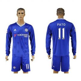 Chelsea #11 Pato Home Long Sleeves Soccer Club Jersey