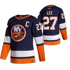 New York Islanders #27 Anders Lee Navy Blue Mens Adidas 2020-21 Reverse Retro Alternate NHL Jersey