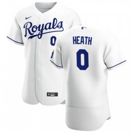 Kansas City Royals #0 Nick Heath Mens Nike White Home 2020 Authentic Player MLB Jersey