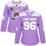 Adidas Colorado Avalanche #96 Mikko Rantanen Purple Womens 2022 Stanley Cup Final Patch Authentic Fights Cancer Stitched NHL Jersey Womens