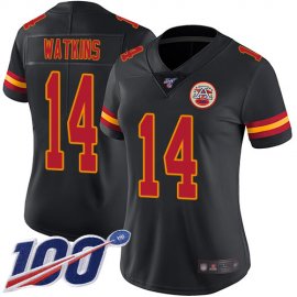 Nike Kansas City Chiefs #14 Sammy Watkins Black Womens Stitched NFL Limited Rush 100th Season Jersey
