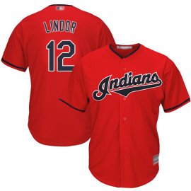 Cleveland Indians #12 Francisco Lindor Red Stitched Youth MLB Jersey