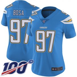 Nike Los Angeles Chargers #97 Joey Bosa Electric Blue Alternate Womens Stitched NFL 100th Season Vapor Limited Jersey