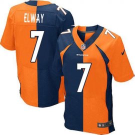 Nike Denver Broncos #7 John Elway Orange/Navy Blue Mens Stitched NFL Elite Split Jersey