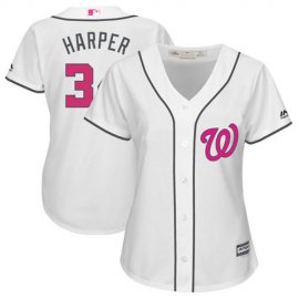 Washington Nationals #34 Bryce Harper White Mothers Day Cool Base Womens Stitched MLB Jersey