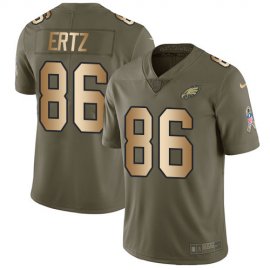 Nike Philadelphia Eagles #86 Zach Ertz Olive/Gold Mens Stitched NFL Limited 2017 Salute To Service Jersey