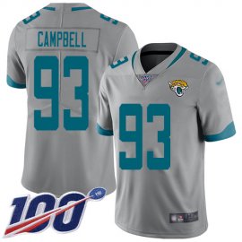 Nike Jacksonville Jaguars #93 Calais Campbell Silver Mens Stitched NFL Limited Inverted Legend 100th Season Jersey