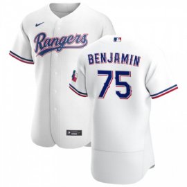 Texas Rangers #75 Wes Benjamin Mens Nike White Home 2020 Authentic Player MLB Jersey