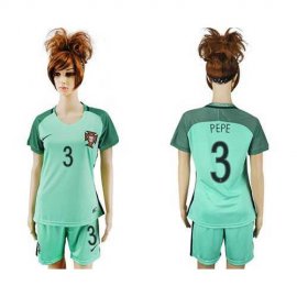 Womens Portugal #3 Pepe Away Soccer Country Jersey