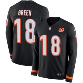 Nike Cincinnati Bengals #18 A.J. Green Black Team Color Mens Stitched NFL Limited Therma Long Sleeve Jersey
