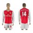 Arsenal #14 Walcott Red Home Long Sleeves Soccer Club Jersey