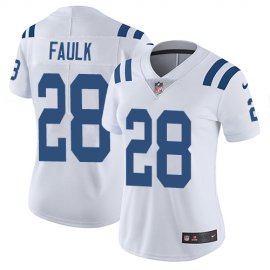 Nike Indianapolis Colts #28 Marshall Faulk White Womens Stitched NFL Vapor Untouchable Limited Jersey