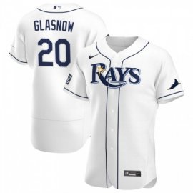 Tampa Bay Rays #20 Tyler Glasnow Mens Nike White Home 2020 World Series Bound Authentic Player MLB Jersey