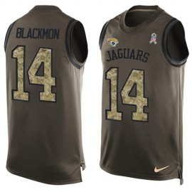 Nike Jacksonville Jaguars #14 Justin Blackmon Green Mens Stitched NFL Limited Salute To Service Tank Top Jersey