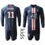 Paris Saint-Germain #11 Di Maria Home Long Sleeves Kid Soccer Club Jersey