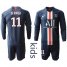Paris Saint-Germain #11 Di Maria Home Long Sleeves Kid Soccer Club Jersey