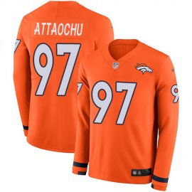 Nike Denver Broncos #97 Jeremiah Attaochu Orange Team Color Mens Stitched NFL Limited Therma Long Sleeve Jersey