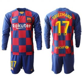 Barcelona #17 Griezmann Home Long Sleeves Soccer Club Jersey
