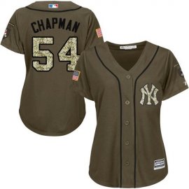 New York Yankees #54 Aroldis Chapman Green Salute to Service Womens Stitched MLB Jersey