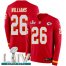 Nike Kansas City Chiefs #26 Damien Williams Red Super Bowl LIV 2020 Team Color Youth Stitched NFL Limited Therma Long Sleeve Jersey