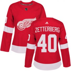 Adidas Detroit Red Wings #40 Henrik Zetterberg Red Home Authentic Womens Stitched NHL Jersey