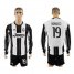 Juventus #19 Bonucci Home Long Sleeves Soccer Club Jersey