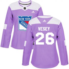 Adidas New York Rangers #26 Jimmy Vesey Purple Authentic Fights Cancer Womens Stitched NHL Jersey