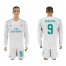 Real Madrid #9 Benzema White Home Long Sleeves Soccer Club Jersey