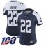 Nike Dallas Cowboys #22 Emmitt Smith Navy Blue Thanksgiving Womens Stitched NFL 100th Season Vapor Throwback Limited Jersey