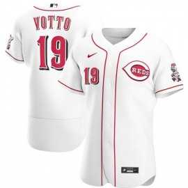 Cincinnati Reds #19 Joey Votto Mens Nike White Home 2020 Authentic Player MLB Jersey