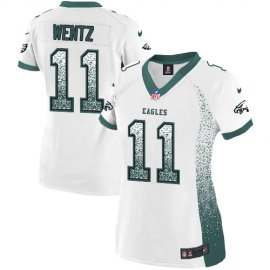 Nike Philadelphia Eagles #11 Carson Wentz White Womens Stitched NFL Elite Drift Fashion Jersey