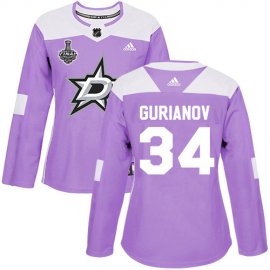 Adidas Dallas Stars #34 Denis Gurianov Purple Authentic Fights Cancer Womens 2020 Stanley Cup Final Stitched NHL Jersey