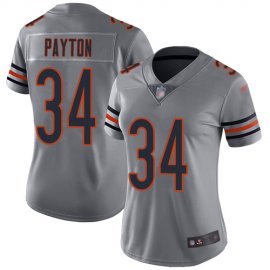 Nike Chicago Bears #34 Walter Payton Silver Womens Stitched NFL Limited Inverted Legend Jersey