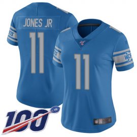 Nike Detroit Lions #11 Marvin Jones Jr Blue Team Color Womens Stitched NFL 100th Season Vapor Limited Jersey