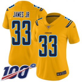 Nike Los Angeles Chargers #33 Derwin James Jr Gold Womens Stitched NFL Limited Inverted Legend 100th Season Jersey